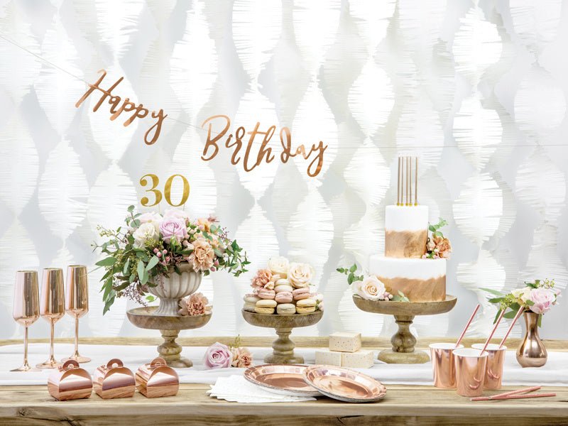 Verjaardag Letterslinger Happy Birthday Rose Goud 62cm van Partydeco koop je bij Partywinkel