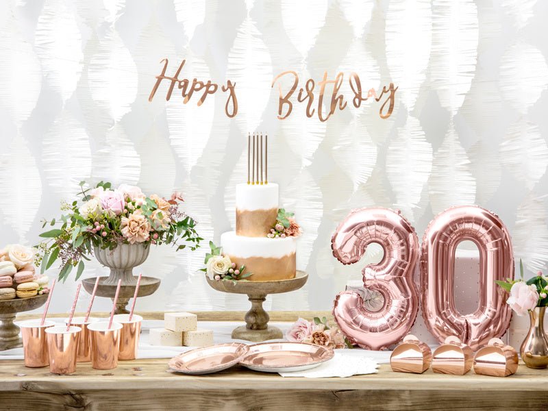 Verjaardag Letterslinger Happy Birthday Rose Goud 62cm van Partydeco koop je bij Partywinkel