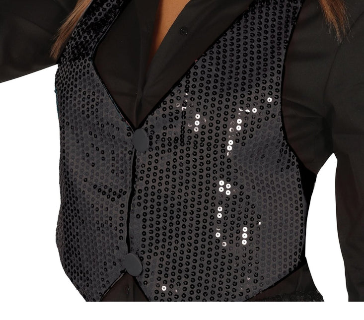 Vest Zwarte Pailetten Vrouwen van Fiestas Guirca koop je bij Partywinkel