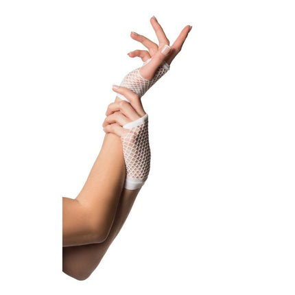 Vingerloze Handschoenen Kort Visnet Wit van Partychimp koop je bij Partywinkel