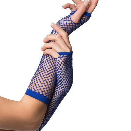 Vingerloze Handschoenen Lang Visnet Blauw van Partychimp koop je bij Partywinkel