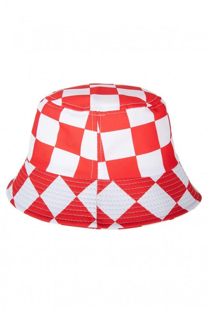 Vissershoedje Rood /Wit Geblokt van PartyXplosion koop je bij Partywinkel