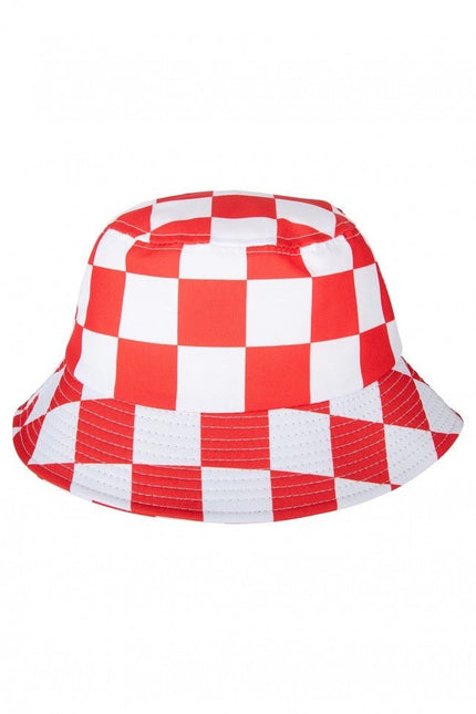 Vissershoedje Rood /Wit Geblokt van PartyXplosion koop je bij Partywinkel