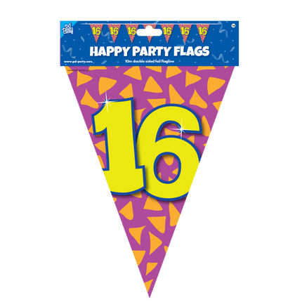 Vlaggenlijn 16 Jaar Gekleurd 10m van Paper Dreams koop je bij Partywinkel