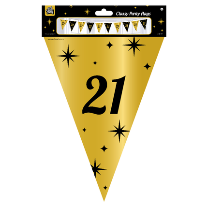 Vlaggenlijn 21 Jaar Goud Zwart 10m van Paper Dreams koop je bij Partywinkel