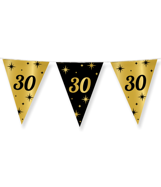 Vlaggenlijn 30 Jaar Goud Zwart 10m van Paper Dreams koop je bij Partywinkel