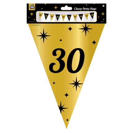 Vlaggenlijn 30 Jaar Goud Zwart 10m van Paper Dreams koop je bij Partywinkel