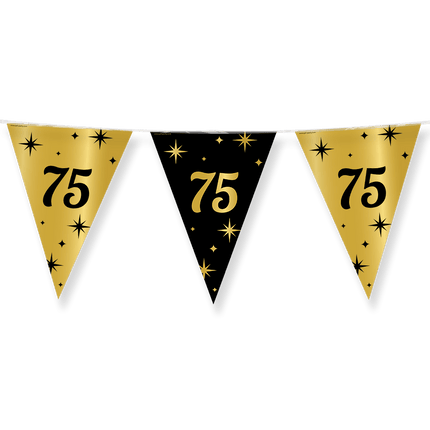 Vlaggenlijn 75 Jaar Goud Zwart 10m van Paper Dreams koop je bij Partywinkel