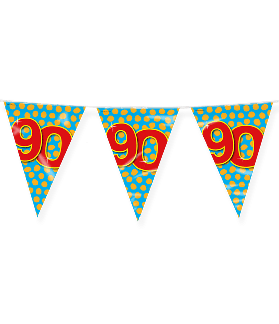 Vlaggenlijn 90 Jaar Gekleurd 10m van Paper Dreams koop je bij Partywinkel