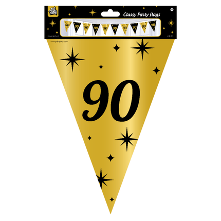 Vlaggenlijn 90 Jaar Goud Zwart 10m van Paper Dreams koop je bij Partywinkel