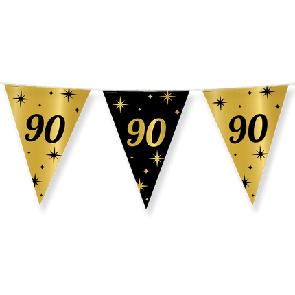 Vlaggenlijn 90 Jaar Goud Zwart 10m van Paper Dreams koop je bij Partywinkel