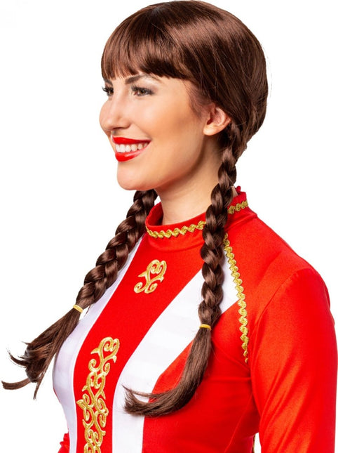 Vlechten Pruik Bruin van Orlob koop je bij Partywinkel