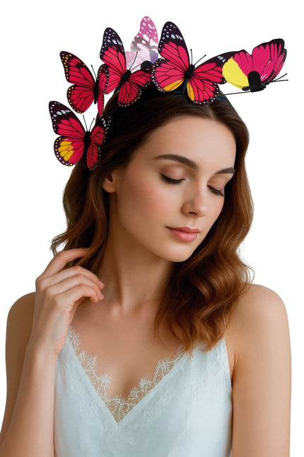 Vlinder Haarband Zwart Roze van Fiestas Guirca koop je bij Partywinkel