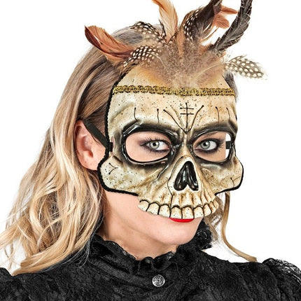 Voodoo Pop Masker Met Veren van Widmann koop je bij Partywinkel