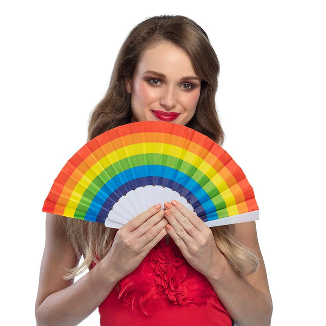 Waaier Regenboog Pride 23cm 6st van Boland koop je bij Partywinkel