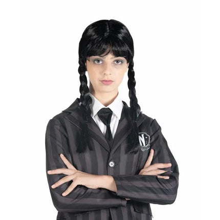 Wednesday Pruik Zwart Vlechten van Ciao International koop je bij Partywinkel