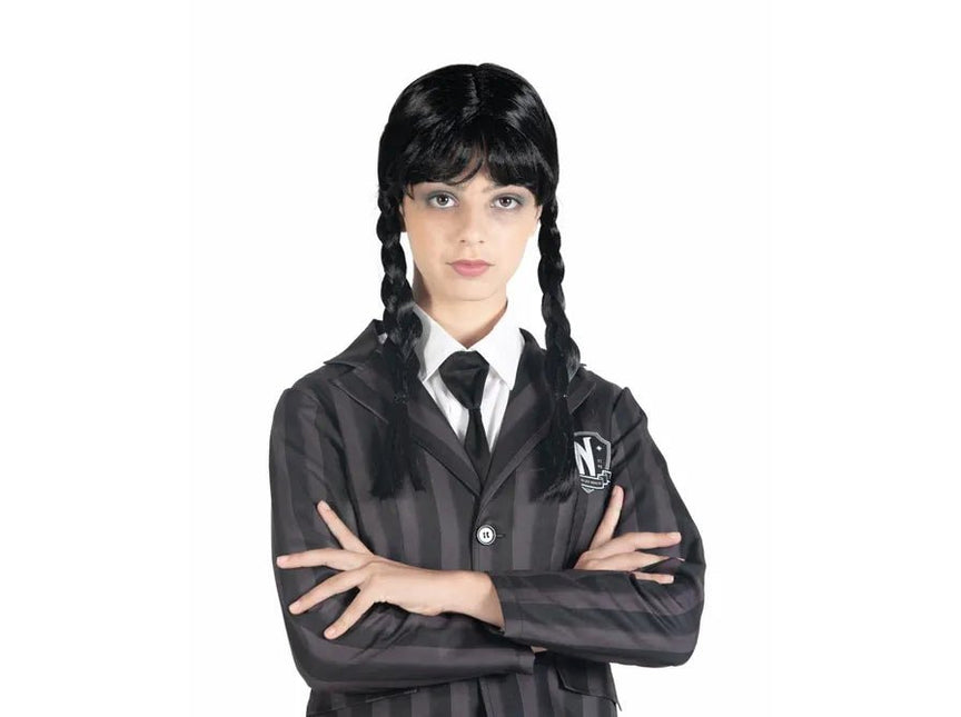 Wednesday Pruik Zwart Vlechten van Ciao International koop je bij Partywinkel