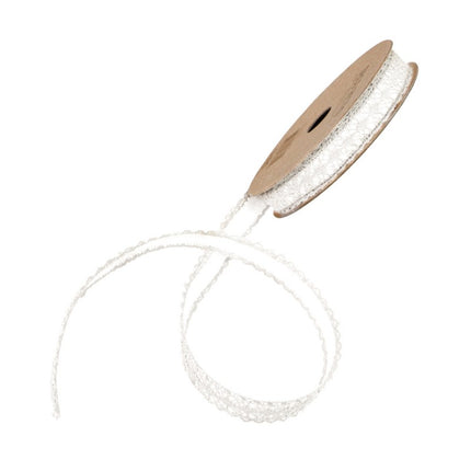 RUBAN BLANC AUTOCOLLANT EN DENTELLE DE COTON 1 CM X 2 M
