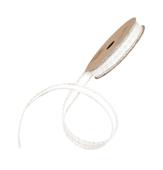 RUBAN BLANC AUTOCOLLANT EN DENTELLE DE COTON 1 CM X 2 M