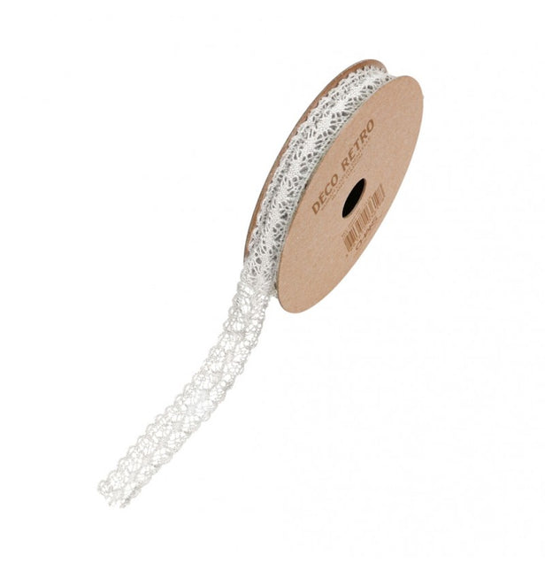 RUBAN DE DENTELLE EN COTON BLANC 1 CM X 2 M