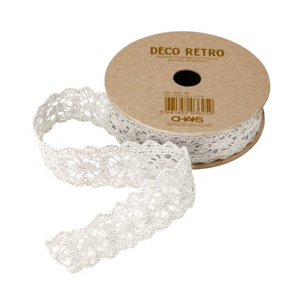 RUBAN DE DENTELLE EN COTON BLANC 2 CM X 2 M
