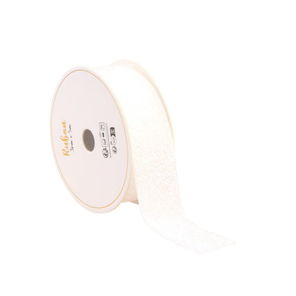 RUBAN BLANC PAILLETÉ 25 MM X 3 M