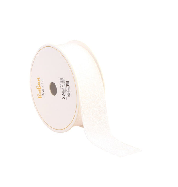 RUBAN BLANC PAILLETÉ 25 MM X 3 M