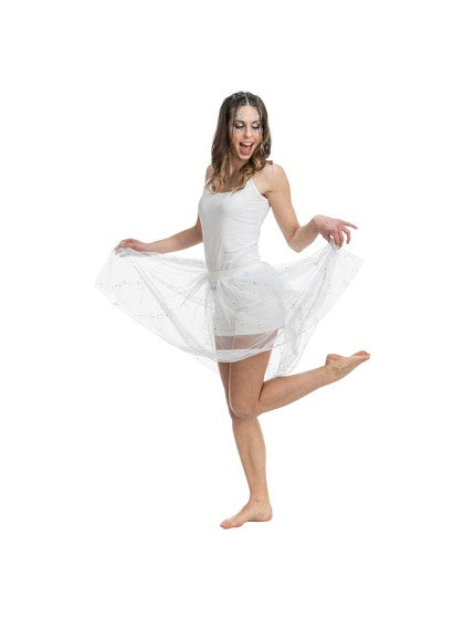 Jupe en tulle blanc à paillettes pour femme, taille unique