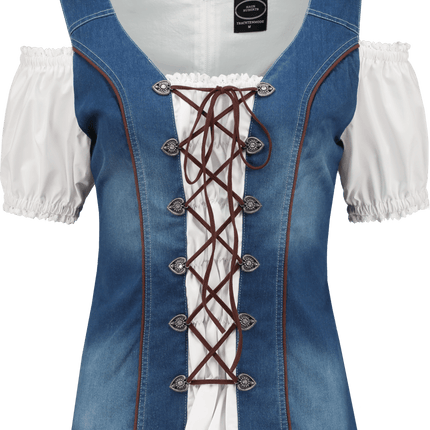 Wit Blauwe Blouse Dames Trachtenmieder van Haus Huberts koop je bij Partywinkel