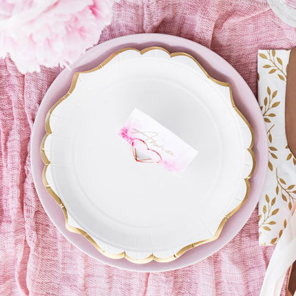 Witte Borden Gouden Rand 18,5cm 6st van Partydeco koop je bij Partywinkel