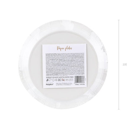 Witte Borden Rose Gouden Stippen 18cm 6st van Partydeco koop je bij Partywinkel