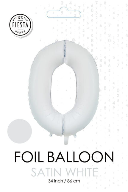 Witte Cijfer Ballon 0 Jaar Glans 86cm van WeFiesta koop je bij Partywinkel