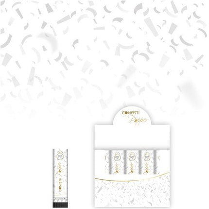 Witte Confetti Kanon 20cm van Haza Witbaard koop je bij Partywinkel