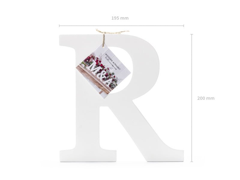 Witte Letter R Hout 20cm van Partydeco koop je bij Partywinkel
