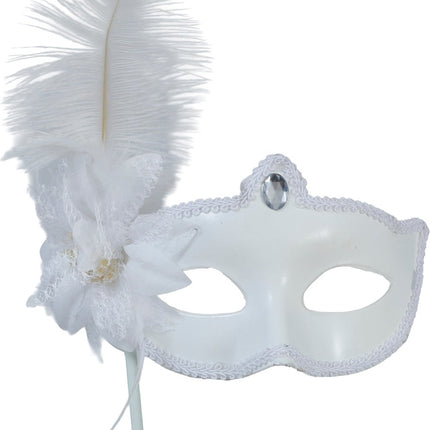 Witte Oogmasker Met Stok van Fiestas Guirca koop je bij Partywinkel