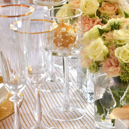 Witte Organza Stof Gouden Strepen 48cm 9m van Partydeco koop je bij Partywinkel