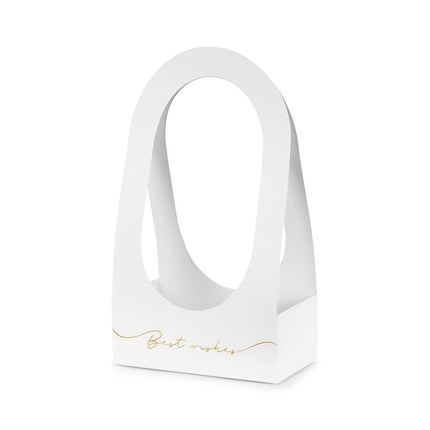 Witte Uitdeelbox Bloemenbak Best Wishes 38cm van Partydeco koop je bij Partywinkel