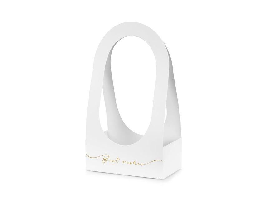 Witte Uitdeelbox Bloemenbak Best Wishes 38cm van Partydeco koop je bij Partywinkel