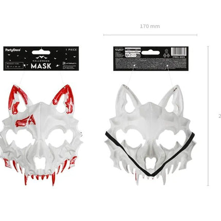 Wolf Masker Wit Rood van Partydeco koop je bij Partywinkel
