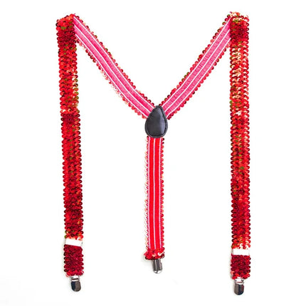 Bretelles rouges à paillettes et strass