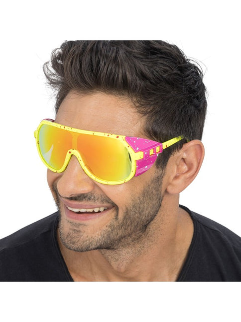 Lunettes de fête rétro jaunes et roses, 15 cm