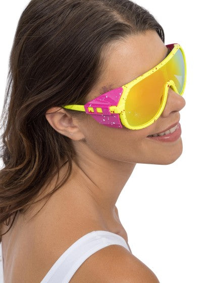 Lunettes de fête rétro jaunes et roses, 15 cm