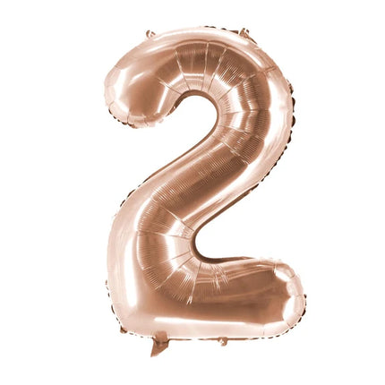 Ballon « 2 ans » rose doré, vierge, 1 m