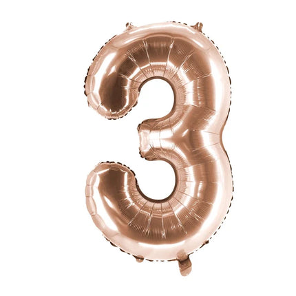 Ballon « 3 ans » rose doré, vide, 1 m