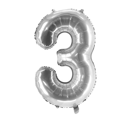 Ballon « 3 ans » argenté, vierge, 1 m
