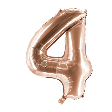 Ballon « 4 ans » rose doré, vierge, 1 m