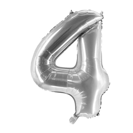 Ballon « 4 ans » argenté, vierge, 1 m