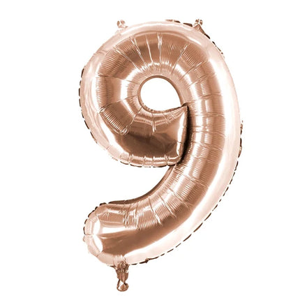 Ballon « 9 ans » rose doré, 1 m, vide