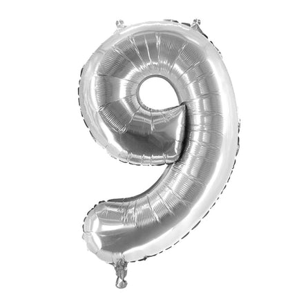 Ballon « 9 ans » argenté, 1 m, vide