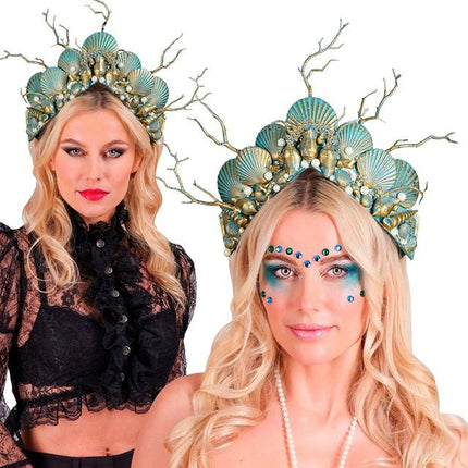 Zeemeermin Haarband Blauw Goud van Widmann koop je bij Partywinkel